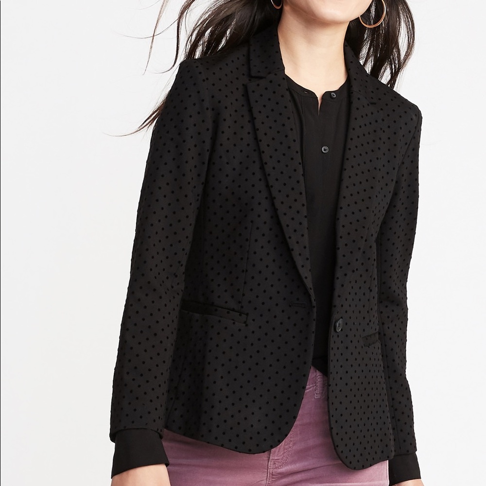 Black flocked ponte blazer, xl